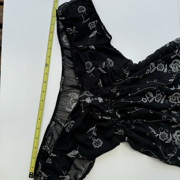 babydoll top y2k Off-shoulder Sheer Romantic Whimsigoth Large - Picture 7 of 15